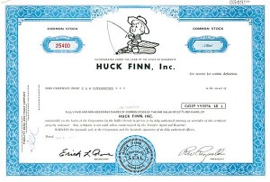 Huck Finn Inc - Stock Certificate